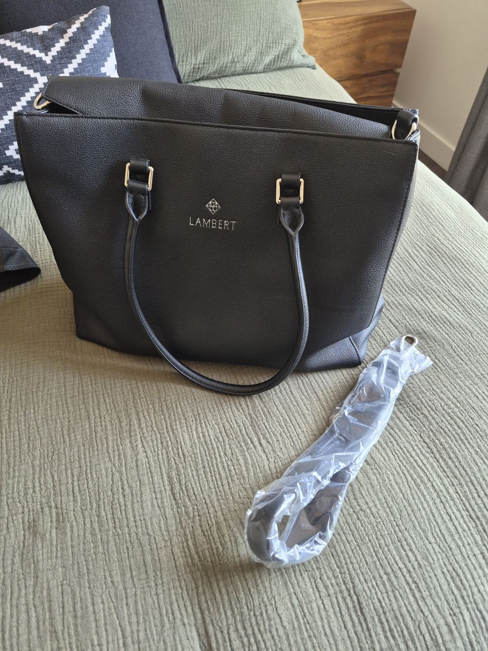 Black Leather Tote Bag - Classic Everyday Carry - Lambert Bag - Adalyn